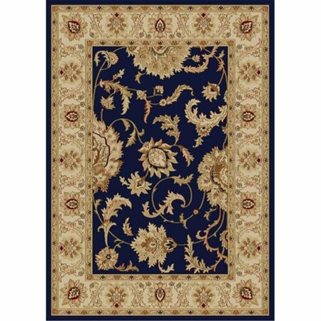 AURIC 1621-1751-NAVY Como Rectangular Transitional Italy Area Rug, 5 ft. 5 in. W x 7 ft. 7 in. H AU2643537